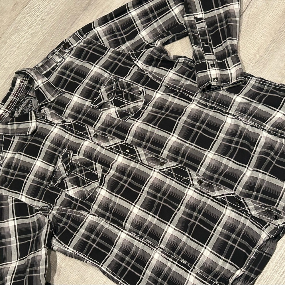 Buckle Black Label Black and White Plaid Shirt